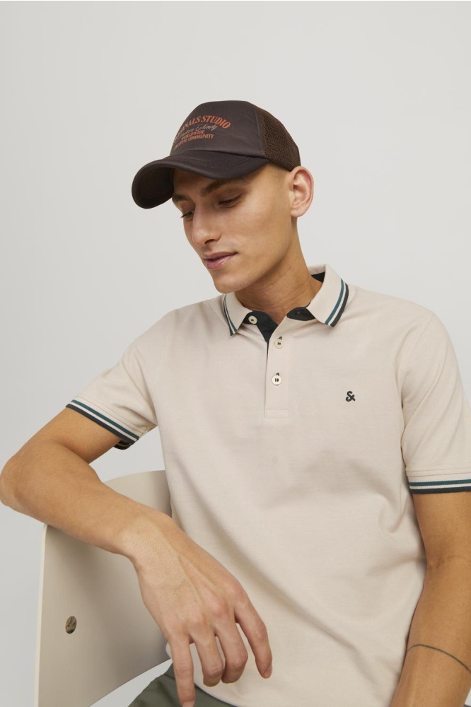 JJEPAULOS POLO SS NOOS 12136668 MOONBEAM/PLAY